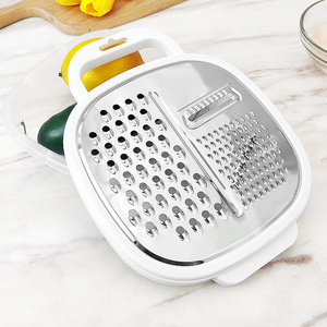 Multifunctional 3 in 1 Stainless Steel Grater With Container Kitchen Vegetable Garlic Ginger Cheese Slicer Grater