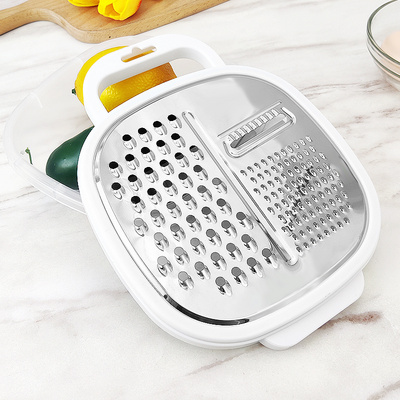 Multifunctional 3 in 1 Stainless Steel Grater With Container Kitchen Vegetable Garlic Ginger Cheese Slicer Grater