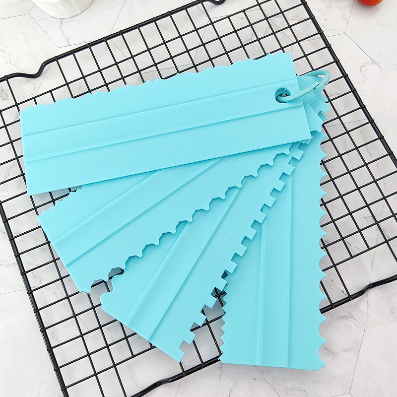 Long Toothed Plastic Cake Decorating Scraper Set Dough Cutter Cake Smoother Spatula Baking Icing Tools