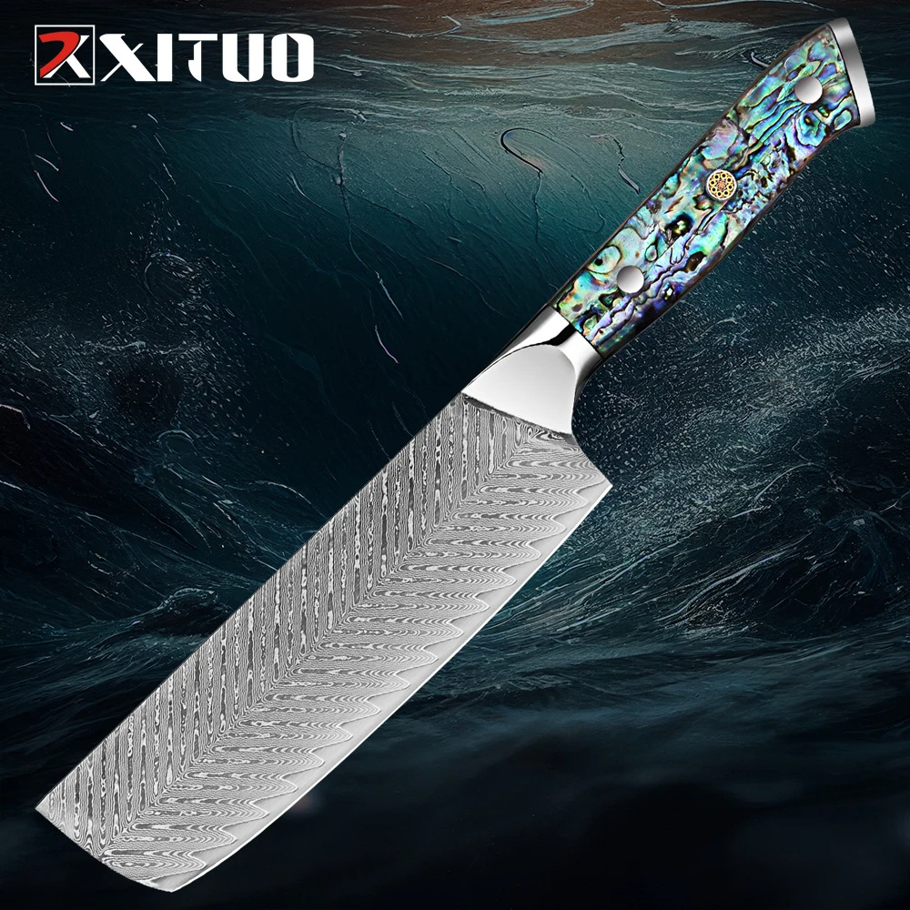 Japanese Damascus Chef Knives High Carbon 8 Inch Kitchen Knife Professional Stainless Steel Meat Fish Filleting Knife Geometric