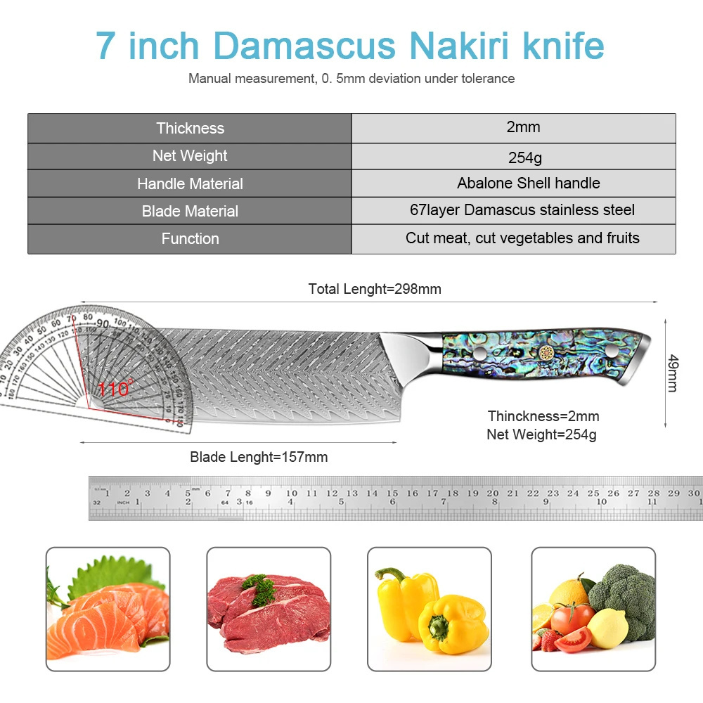 Japanese Damascus Chef Knives High Carbon 8 Inch Kitchen Knife Professional Stainless Steel Meat Fish Filleting Knife Geometric