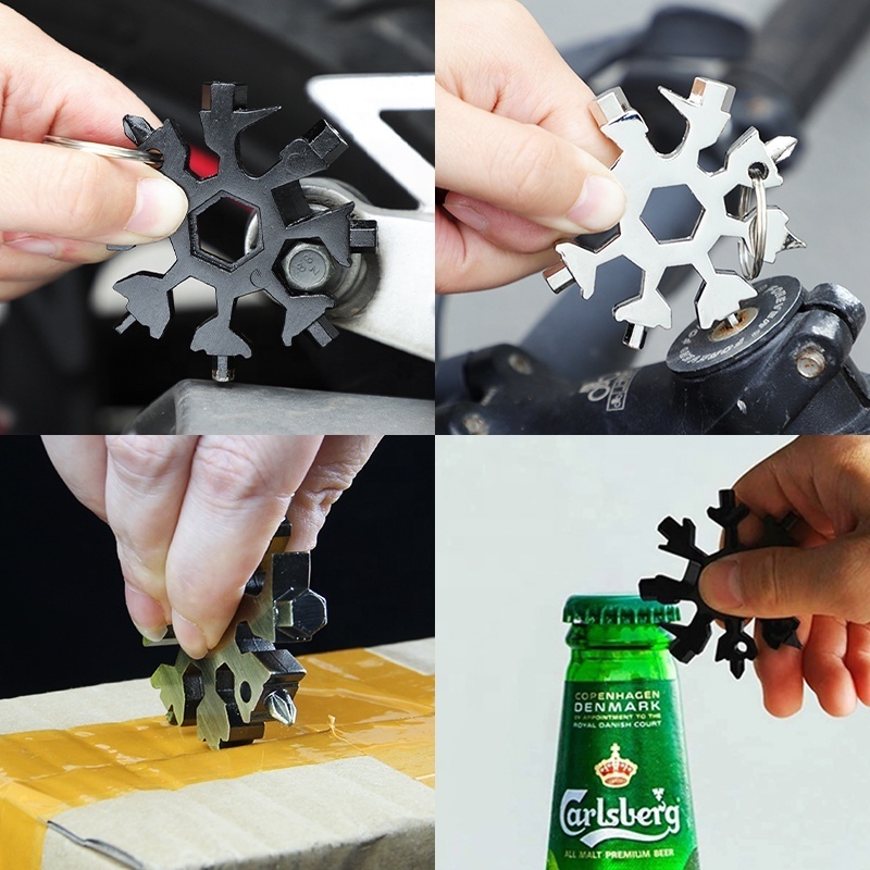 Beautiful packaging DIY octagonal portable small snow-flake hand tools 18 in 1 snowflake wrench multi tool spanner tools