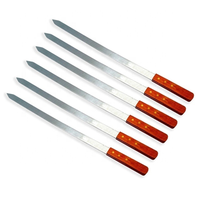 SK-6530 Promotional Logo Imprint Custom 23-Inch Brazilian Barbeque Style BBQ Set Of 6 Stainless Steel Skewers