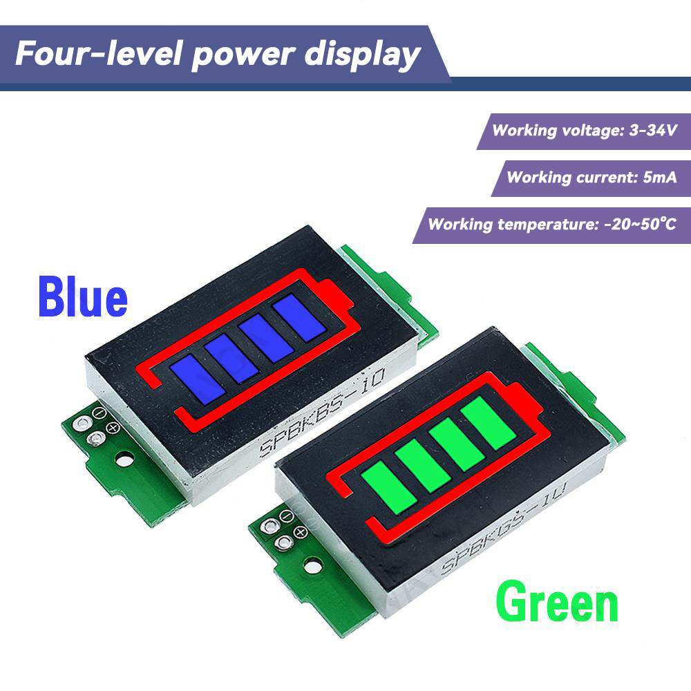 1S - 4S-8S Single 3.7V Lithium Battery Capacity Indicator Module 4.2V Blue Display Electric Vehicle Tester Li-ion Battery Power