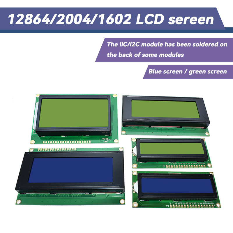 SZYJ LCD1602 1602 2004 12864 Character LCD Display Module with HD44780 Controller Blue Green Screen 16x2 20X4 Blue Black Light