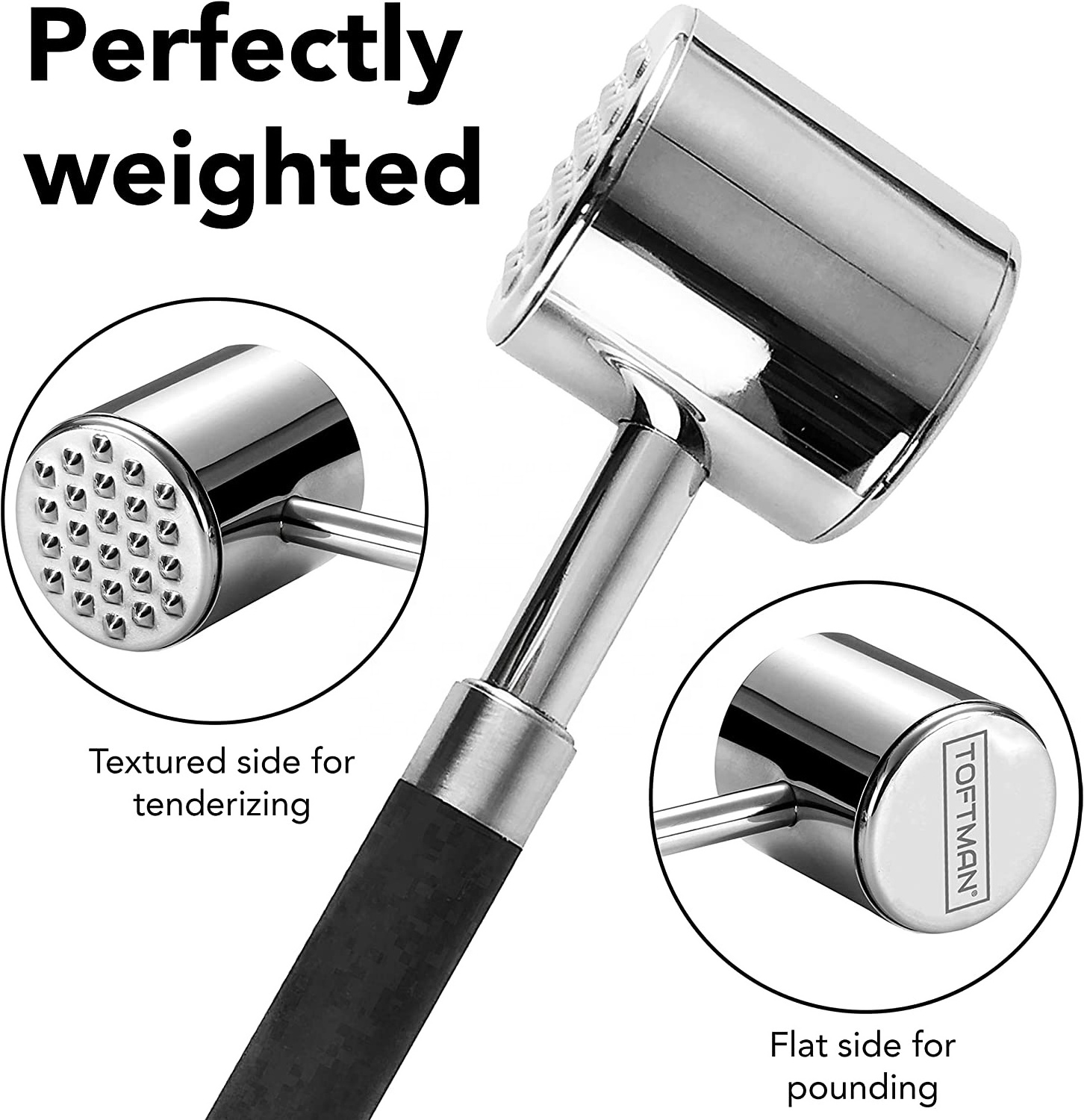 Stainless steel 304 meat tenderizer hammer flattener mallet tool pounder for beating and chicken masher