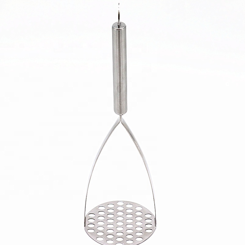 stainless steel heavy duty potato masher and ricer with smooth grip perfect for pressing bean vegetable fruits and baby food