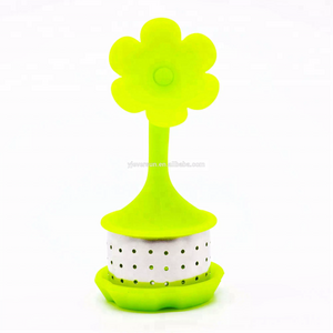 Stainless steel silicone tea infuser strainer filter steeper for loose tea with drip tray for cups mugs and teapot