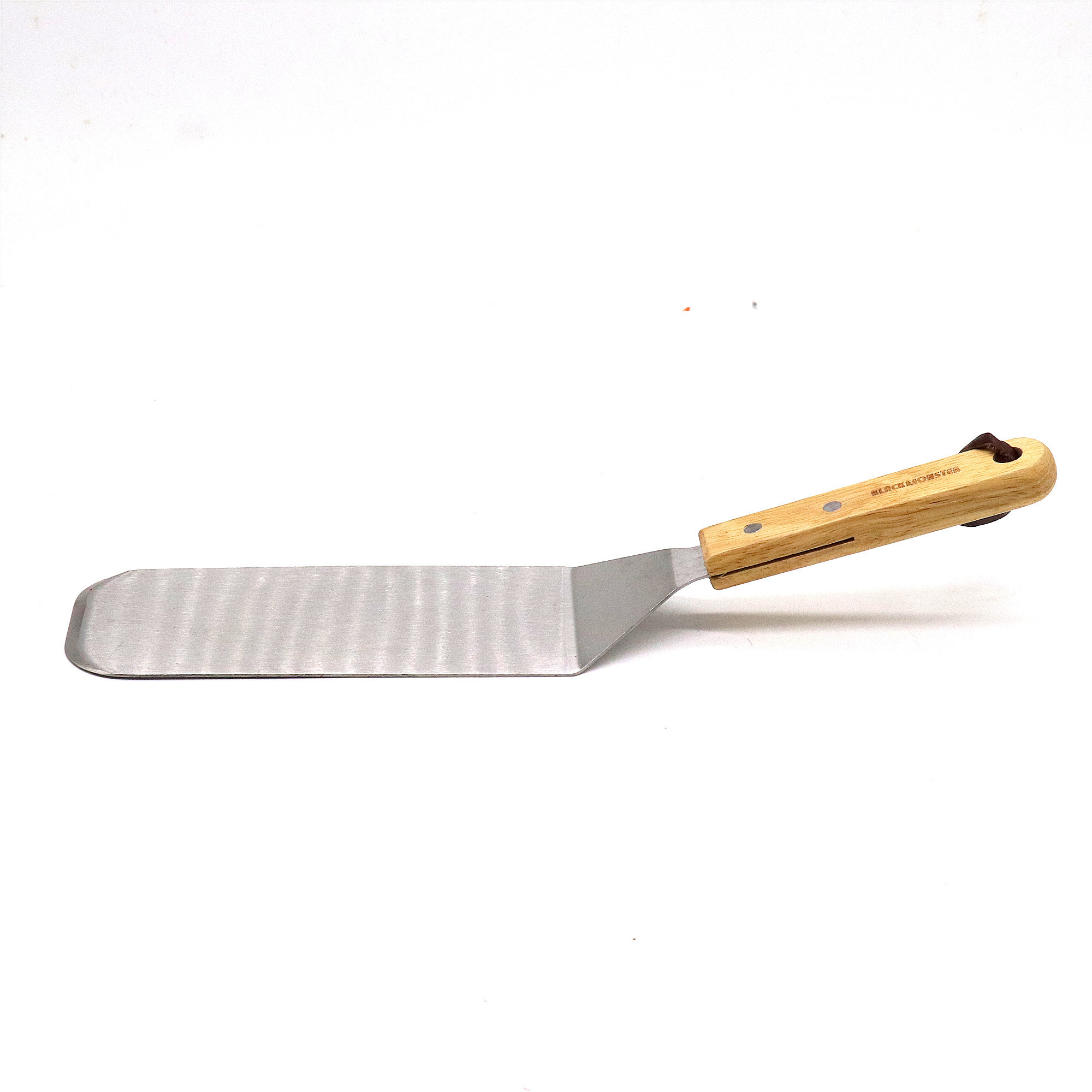 Heavy duty stainless steel grill hamburger spatula turner with wood handle for cast iron skillet griddle scraper