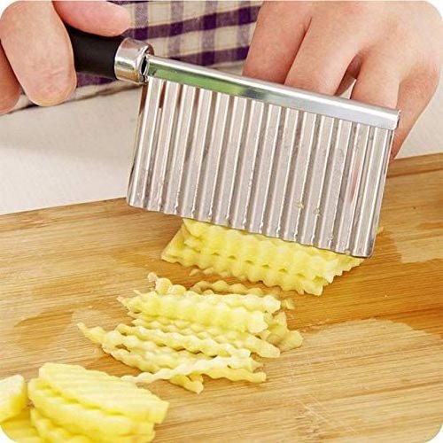 stainless steel vegetable potato cucumber carrot crinkle cutter knife wavy chopper slicer cut knife