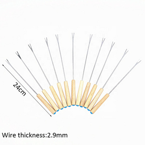 stainless steel cheese fondue forks color coding with wood handle for chocolate fountain roast marshmallows