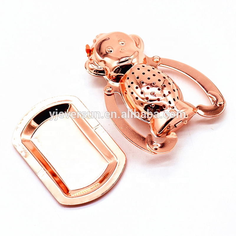 copper plated stainless steel monkey shaped tea coffee herb spice infuser strainer filter maker