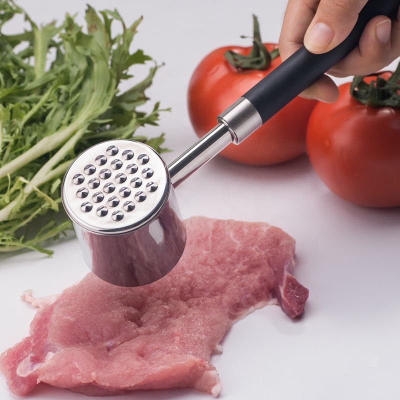 Stainless steel 304 meat tenderizer hammer flattener mallet tool pounder for beating and chicken masher