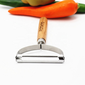 High quality kitchen gadgets manual cabbage vegetable slicer cutter peeler with wooden handle