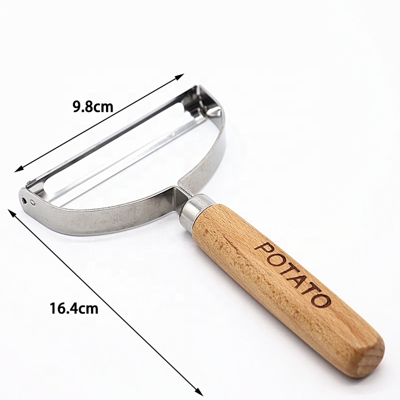 High quality kitchen gadgets manual cabbage vegetable slicer cutter peeler with wooden handle