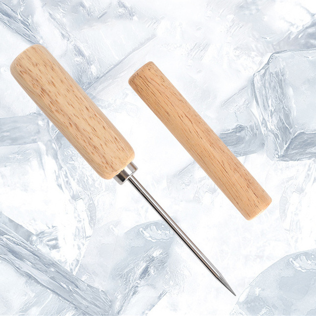 stainless steel ice pick with wood cover