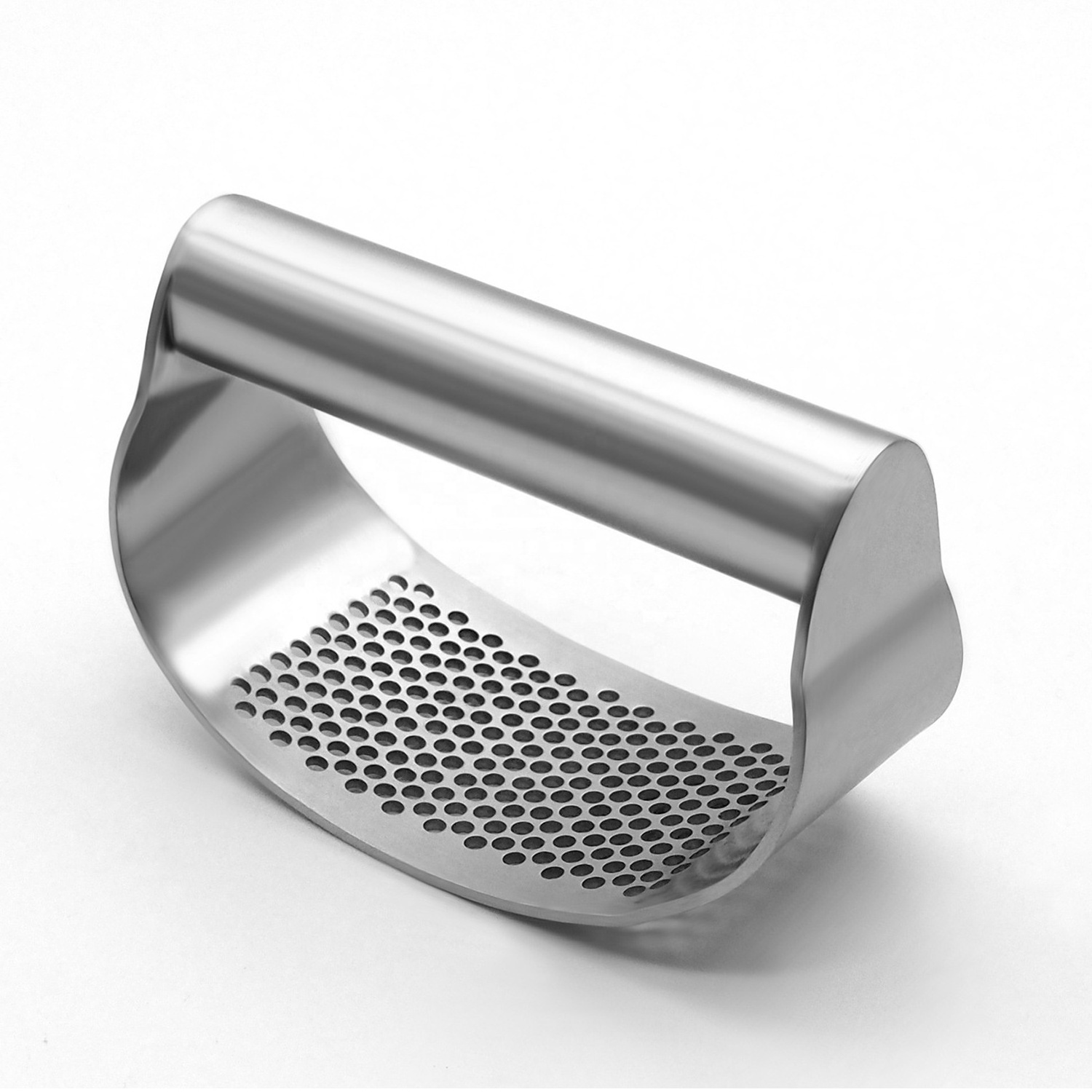 Stainless steel handheld garlic ginger cutter press mincer rocker tool crusher with silicone peeler and cleaning brush