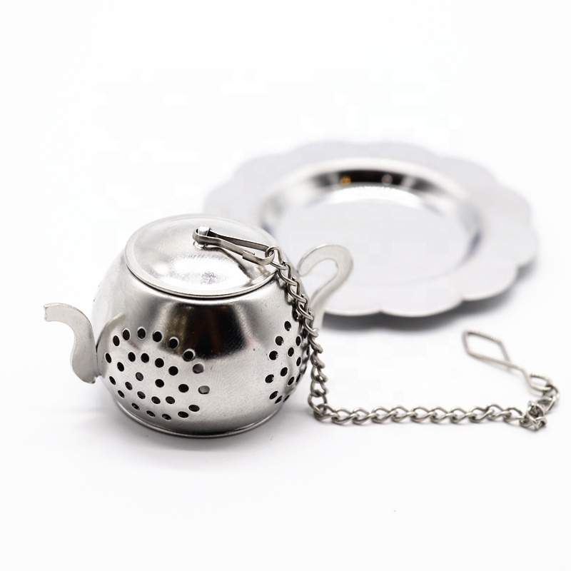 Creative design Stainless steel loose leaf tea infuser pot with drip tray