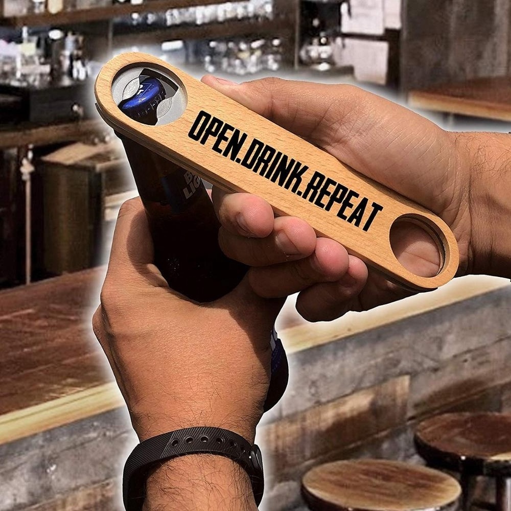 Custom luxury bartender wooden speed cap fridge bottle opener for opening beer,cider,soft drinks