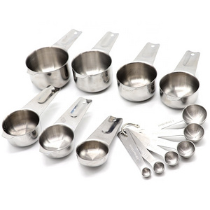 Stainless steel measuring cups and spoons set for kitchen baking