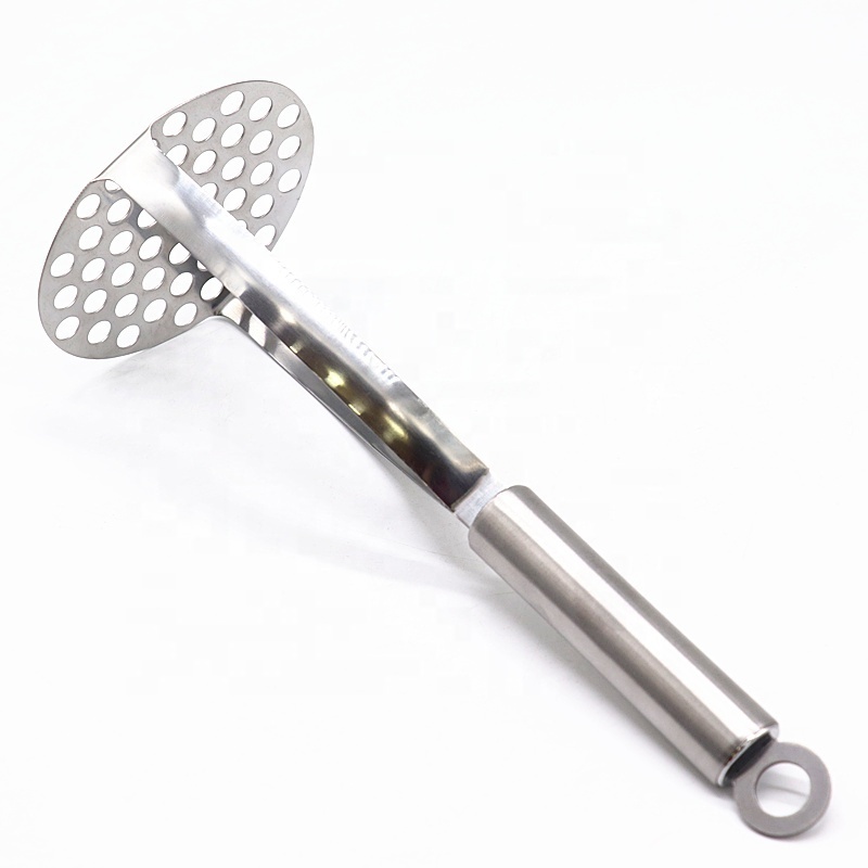 stainless steel heavy duty potato masher and ricer with smooth grip perfect for pressing bean vegetable fruits and baby food