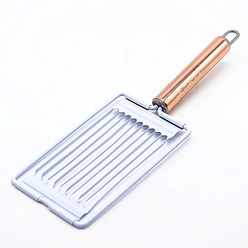 High quality powder coating stainless steel tomato vegetable slicer cutter with copper plated handle