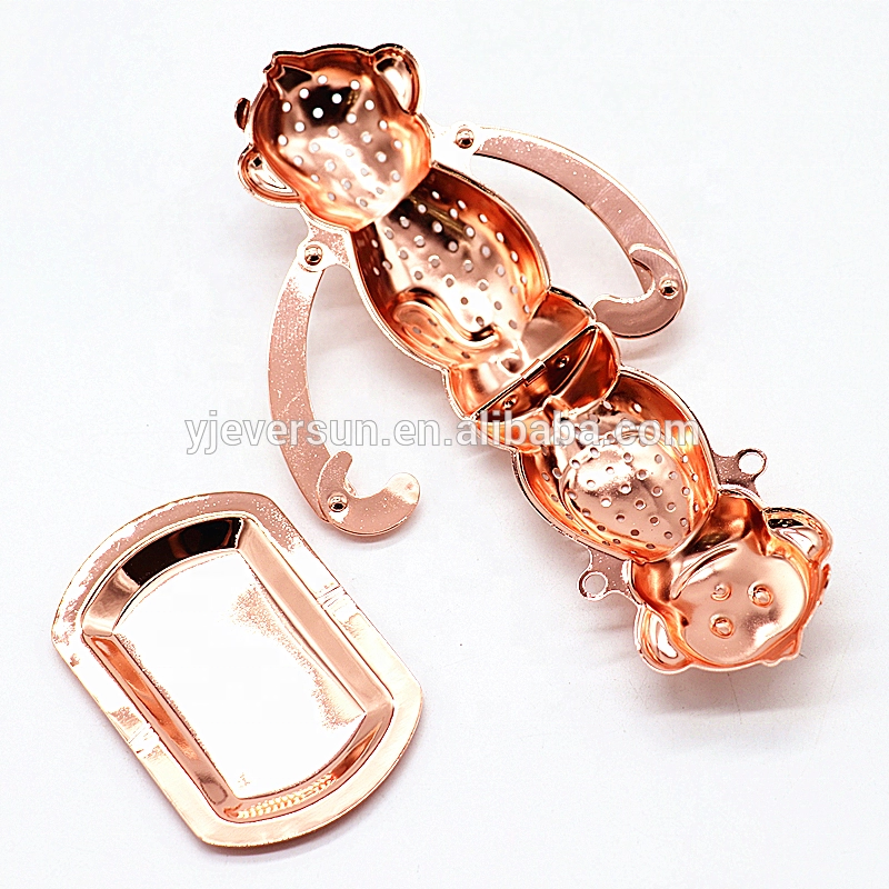 copper plated stainless steel monkey shaped tea coffee herb spice infuser strainer filter maker