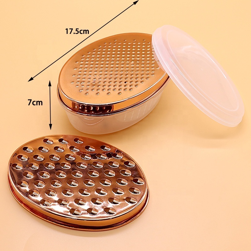 Multifunctional manual stainless steel copper cheese grater with BPA-free airtight storage container and cover