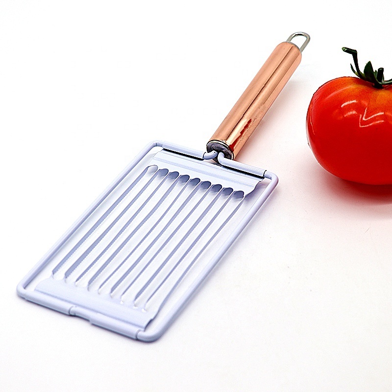 High quality powder coating stainless steel tomato vegetable slicer cutter with copper plated handle