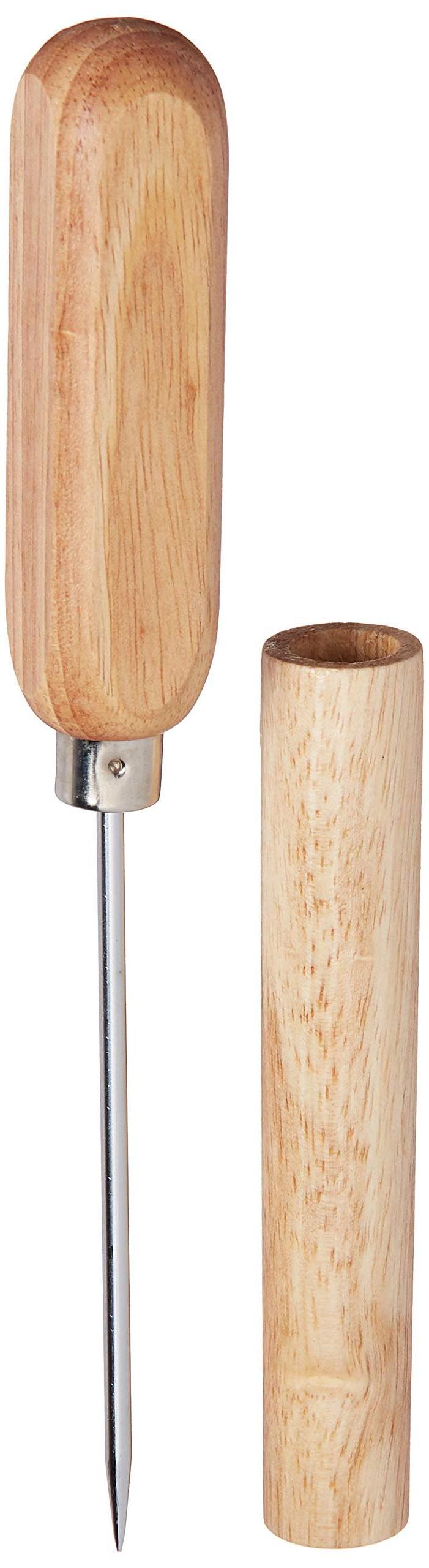 stainless steel ice pick with wood cover