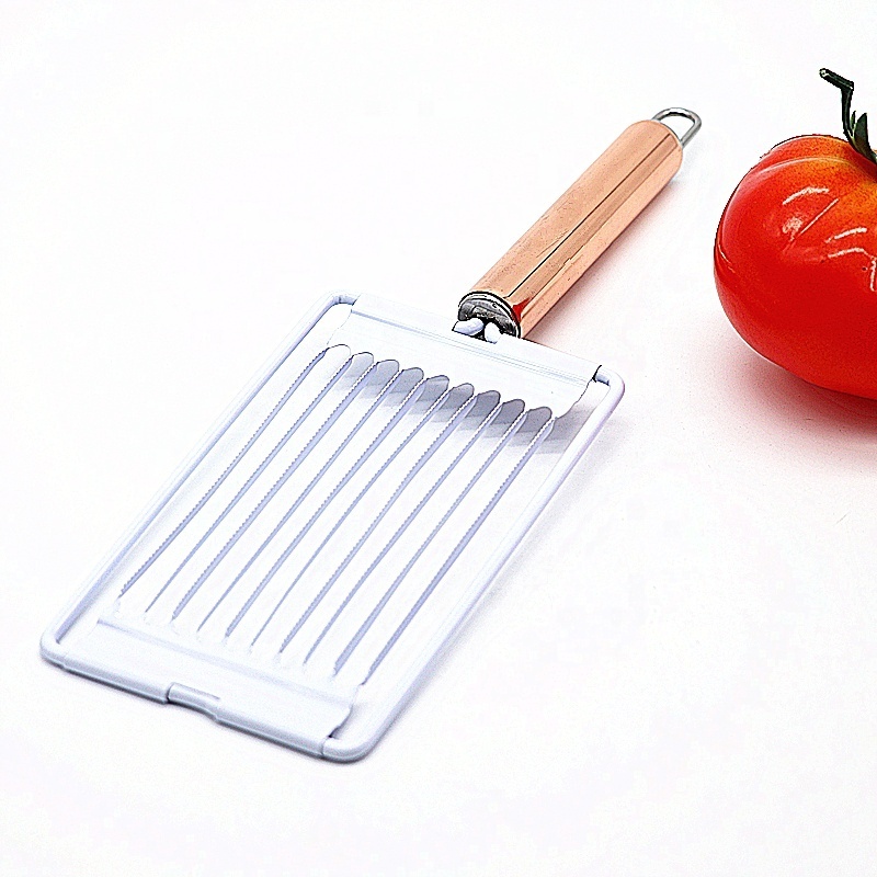 High quality powder coating stainless steel tomato vegetable slicer cutter with copper plated handle