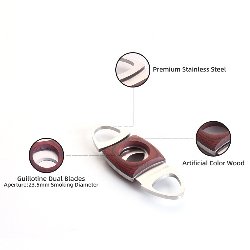 Customized Sharp Blades Stainless Metal Stainless Cigar Cutter Blunt Splitter Cigar Accesories Cortador De Cigarros