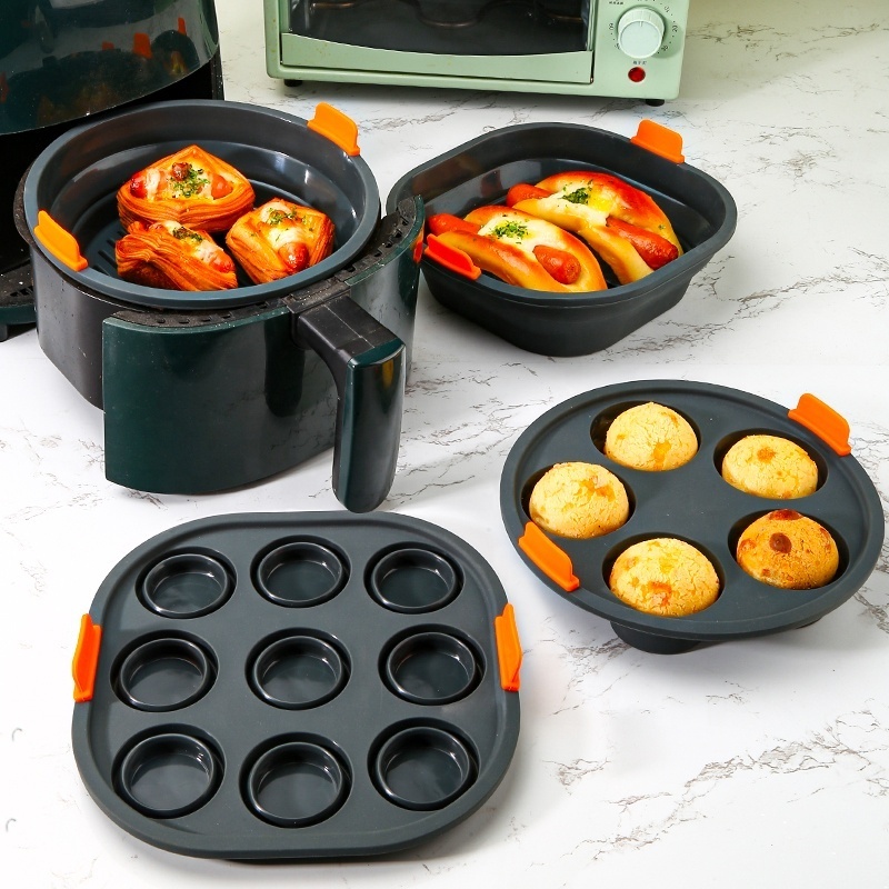 Silicone Air Fryer Basket Liners Square  Reusable Air Fryer Silicone Pots for Food Safe Air fryers Oven Accessories