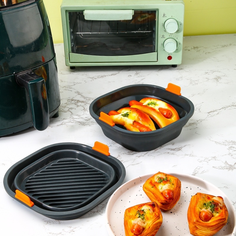 Silicone Air Fryer Basket Liners Square  Reusable Air Fryer Silicone Pots for Food Safe Air fryers Oven Accessories