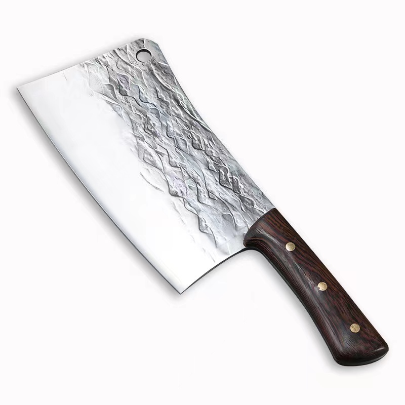 Professional  stainless steel big meat chopper knife hot sell full tang heavy thick blade with wooden handle