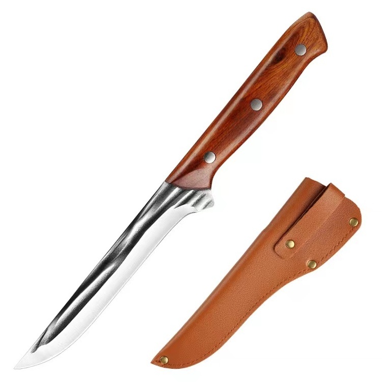 high quality stainless meat knife for commercial butcher knives set  with Hand forging surface and wooden handle