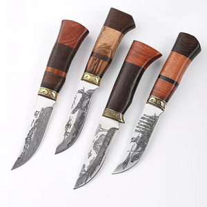 Stainless steel bone handle pakistan serrated steak knife set with blister card package with stable solid wood  handle