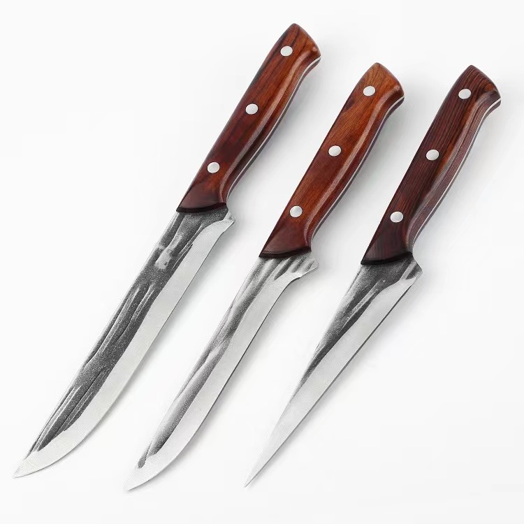 high quality stainless meat knife for commercial butcher knives set  with Hand forging surface and wooden handle