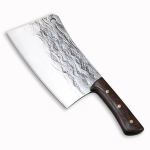 Professional  stainless steel big meat chopper knife hot sell full tang heavy thick blade with wooden handle