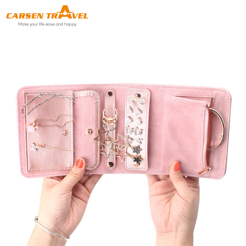 Luxury Travel Jewelry Organizer Velvet Bracelet Roll Jewelry case Jewelry Holder Organizer Necklaces Bag gift for her & travel