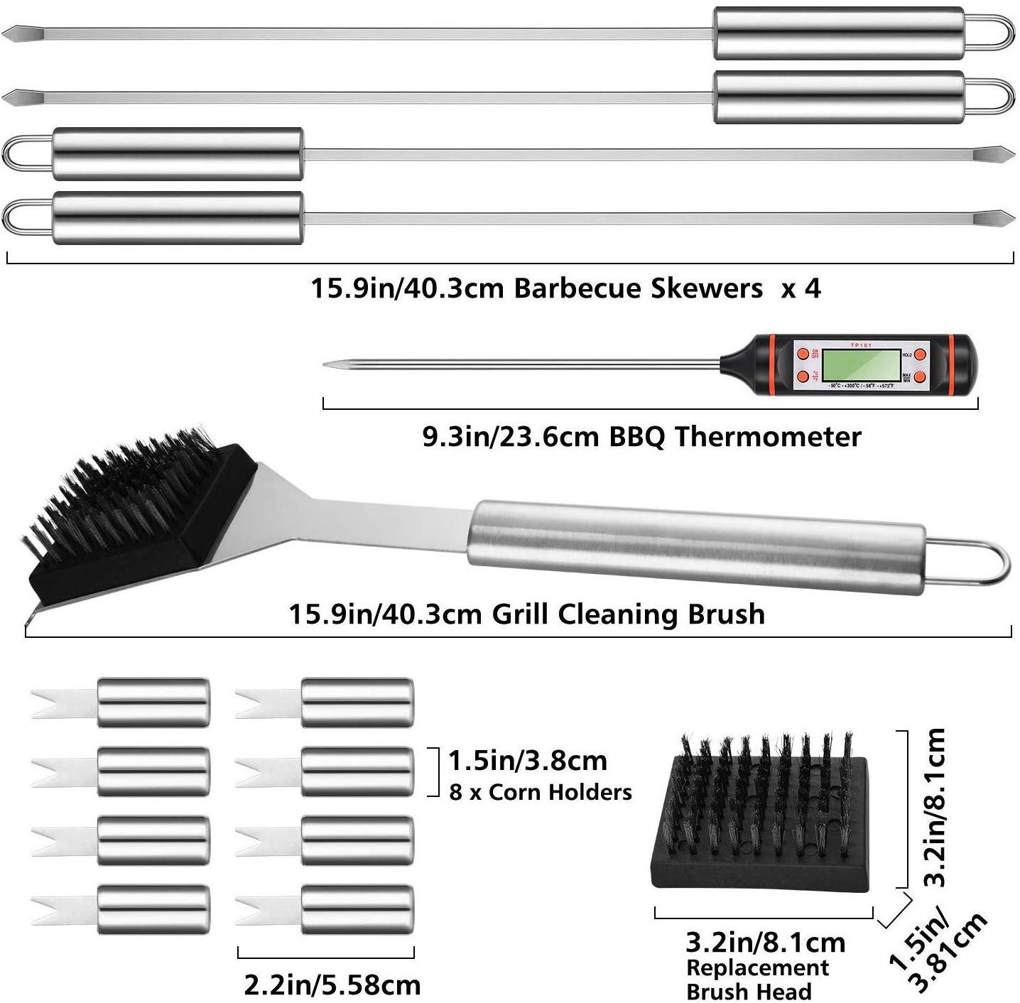 27 Pieces BBQ Grill Accessories Stainless Steel BBQ Tools Set for Camping/Backyard Barbecue