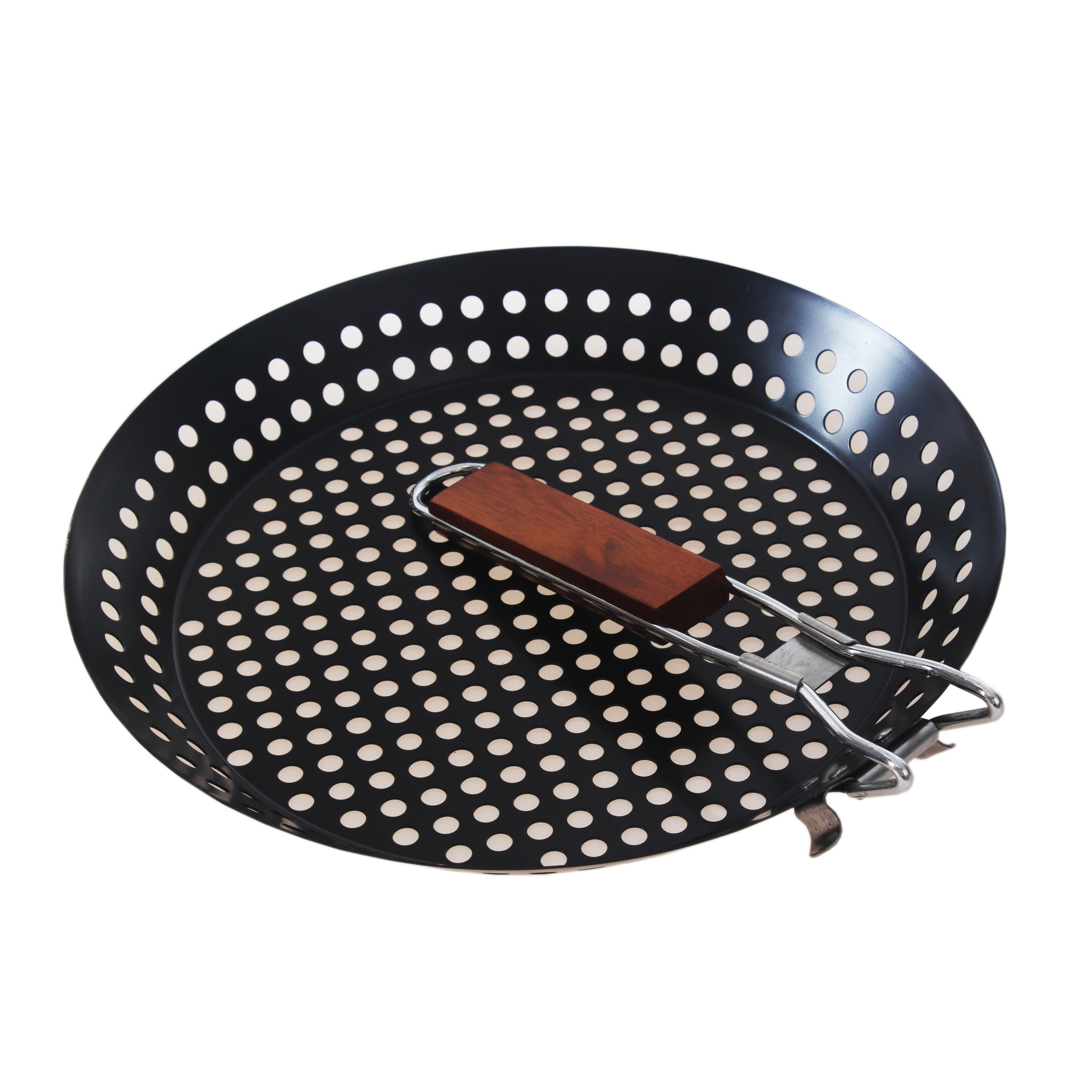 Non Stick Coating Grill Skillet Grill Topper with Removable Wooden Handle