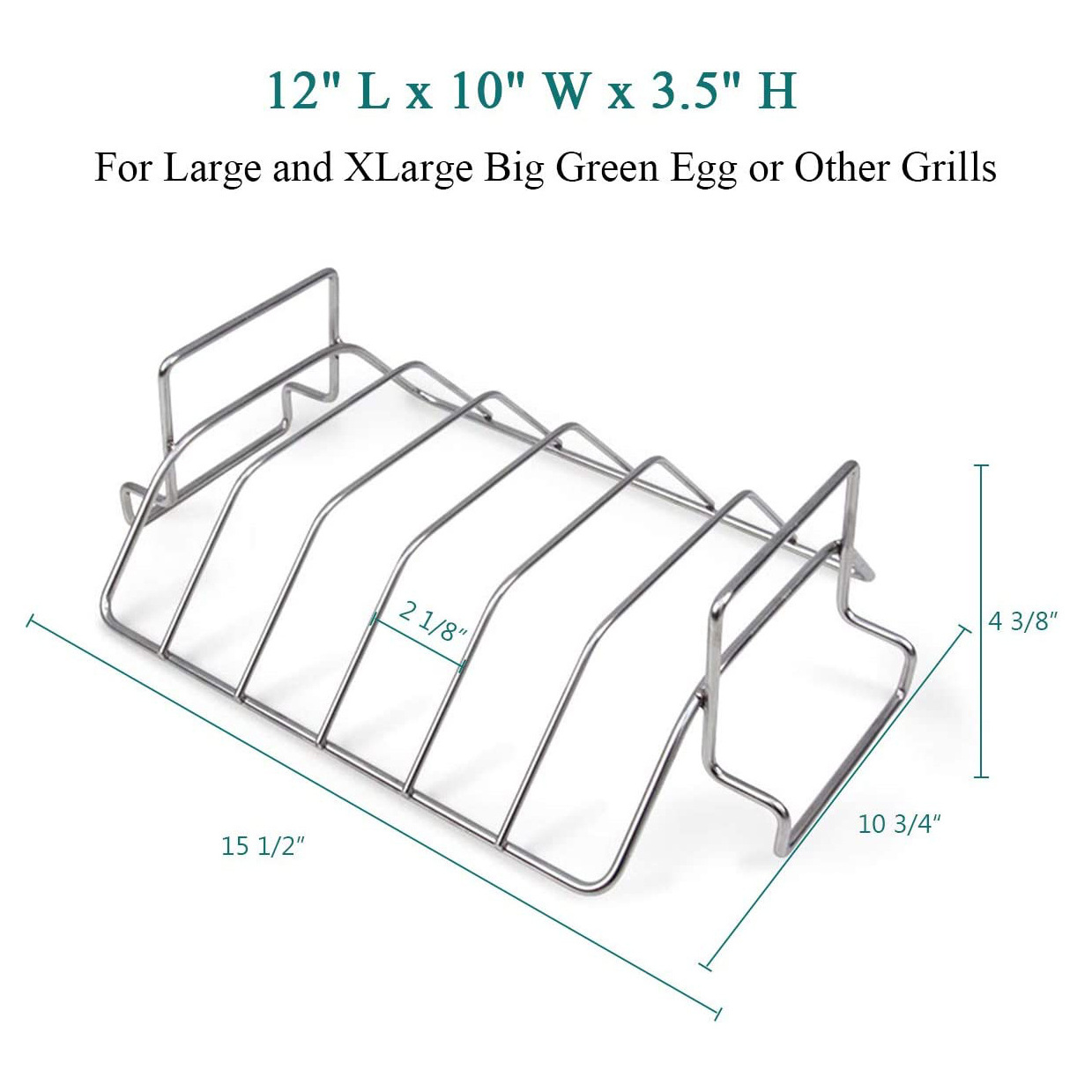 Green Egg BBQ Rib Racks for Smoking and Grilling Kamado Joe Grill Accessories 304 Stainless Steel BBQ Rib Holder