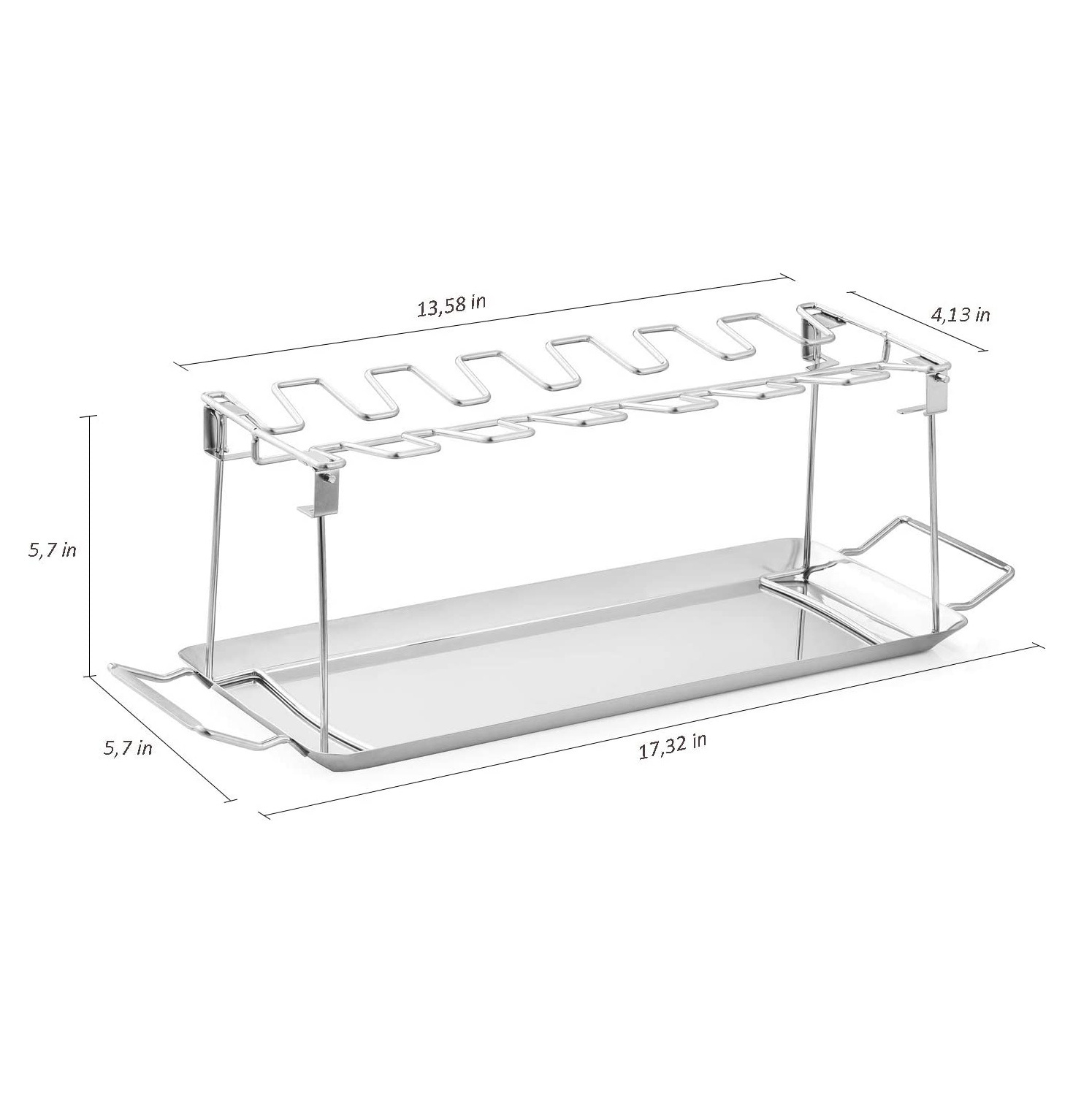 Premium Stainless Steel 14 Slots Chicken Wing Leg Drumstick Rack Holder with Drip Tray BBQ Barbecue Grill Accessories Tools set