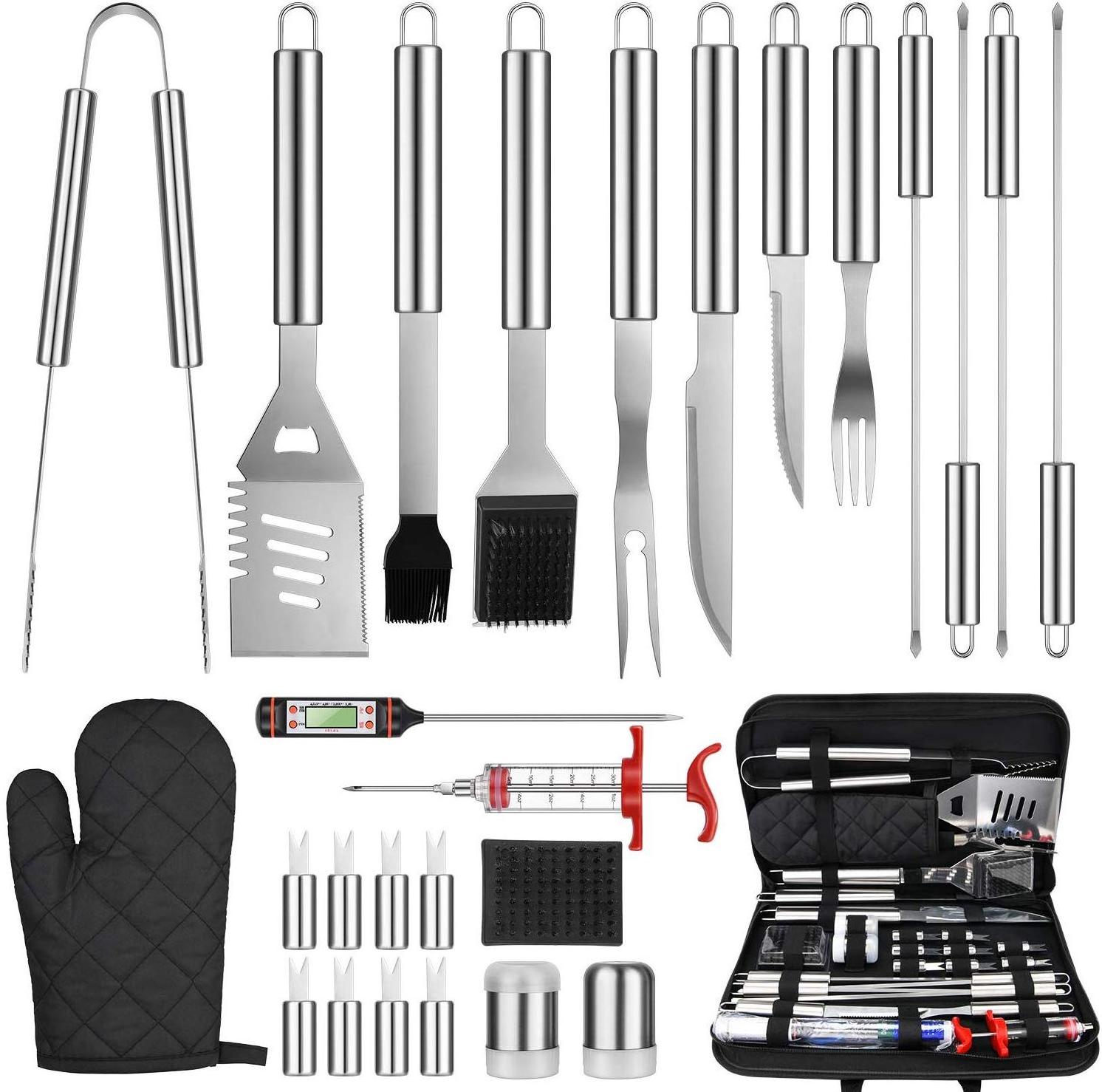 27 Pieces BBQ Grill Accessories Stainless Steel BBQ Tools Set for Camping/Backyard Barbecue