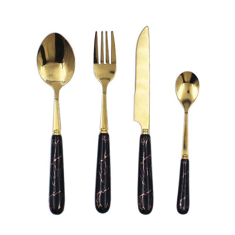 Luxury tableware reusable Stainless Steel Cutlery Set with holder