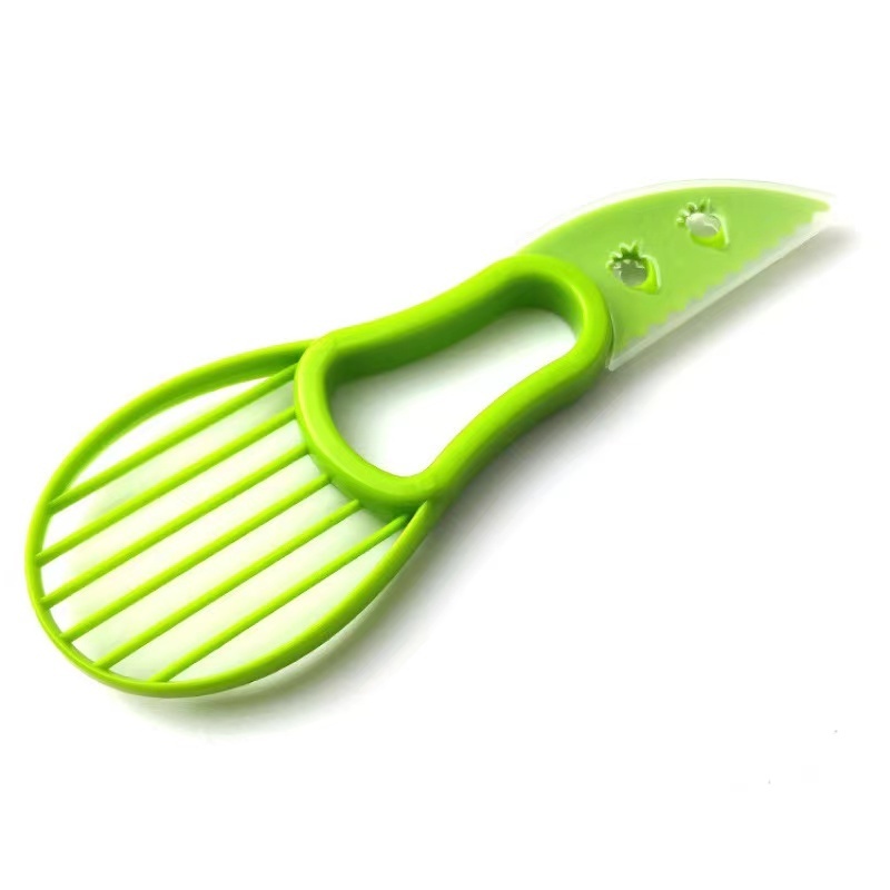 Green Avocado Cutter and Scooper for Fruits & Vegetable - Peel Avocado Slicer  - Plastic Avocado Knife