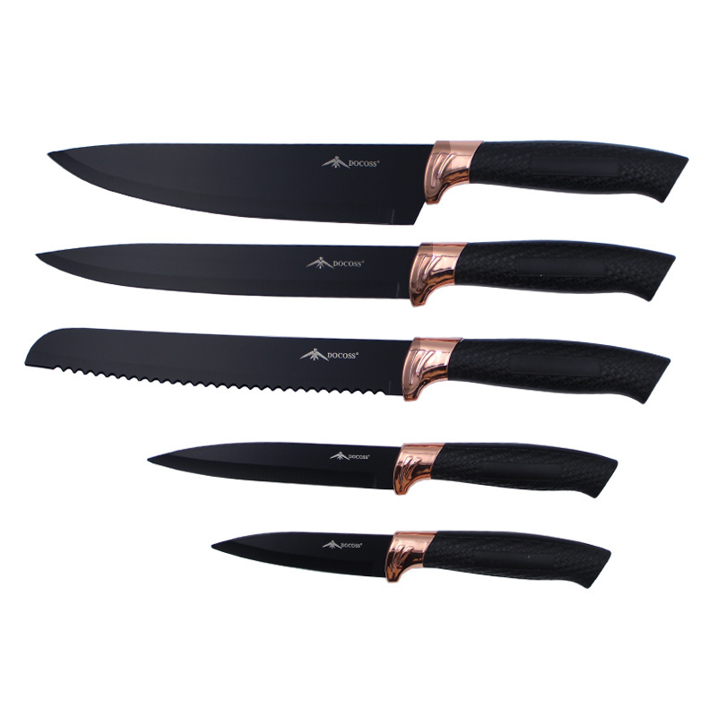 wholesale promotional house warming gifts Kitchen Knives Block Set Professional Stainless Steel Knife Set with round Block