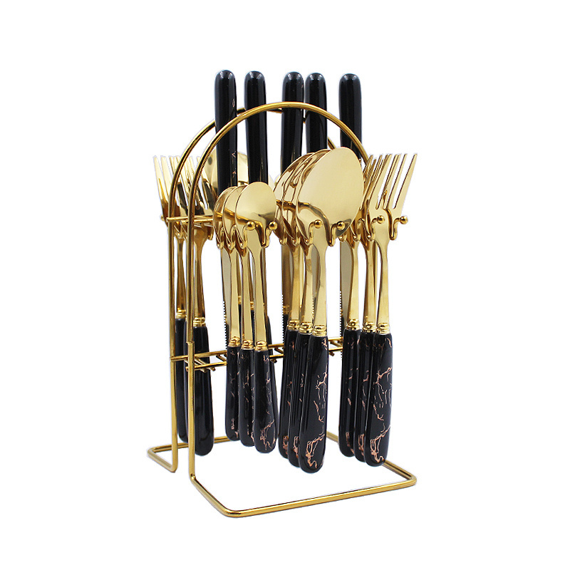 Luxury tableware reusable Stainless Steel Cutlery Set with holder