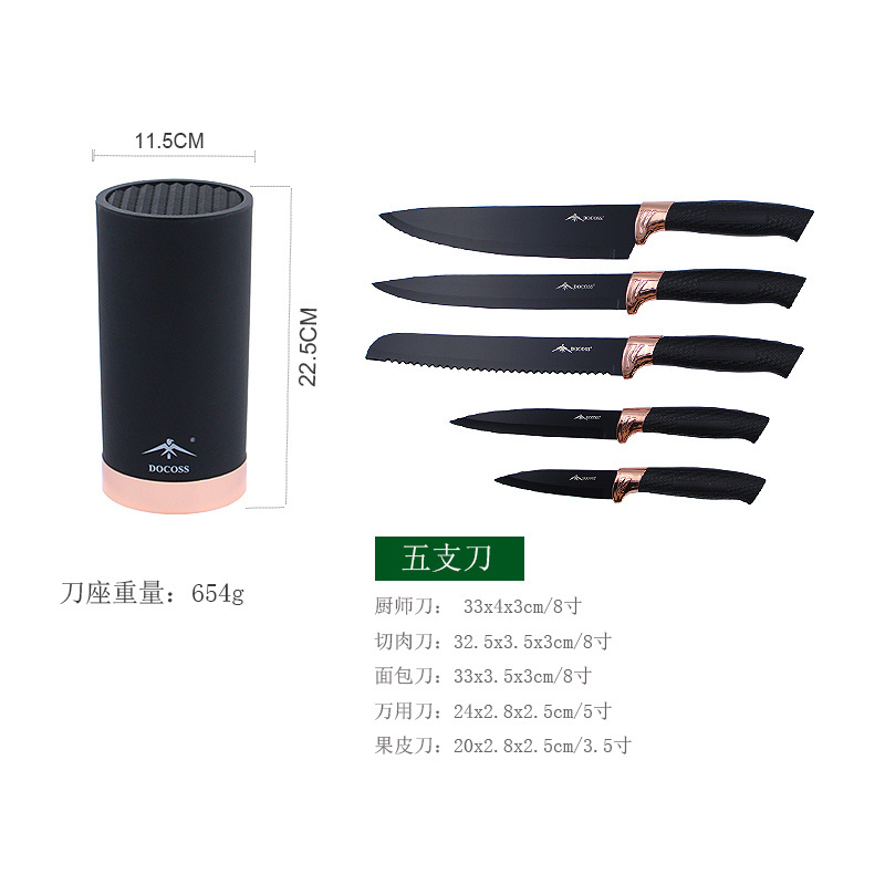 wholesale promotional house warming gifts Kitchen Knives Block Set Professional Stainless Steel Knife Set with round Block